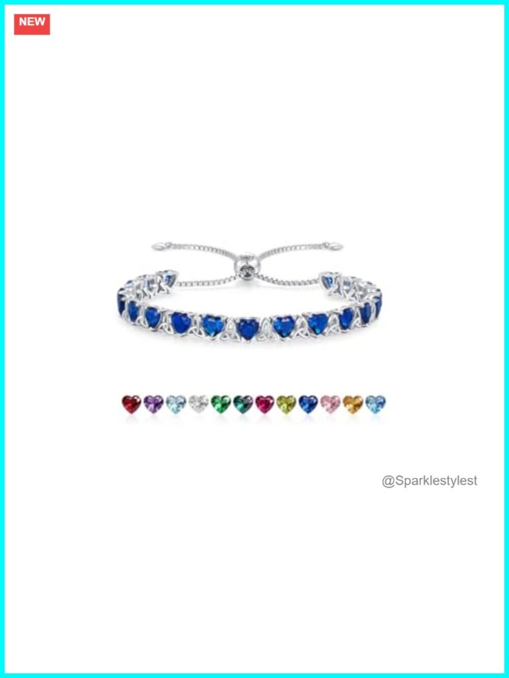 Sterling Silver Sapphire Tennis Bracelet 12ct Celtic Knot Adjustable